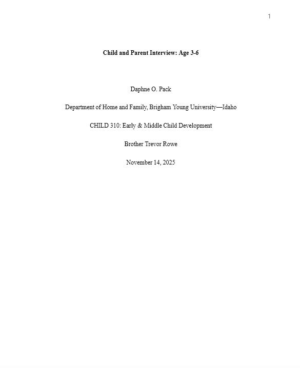 Child Parent Interview 1 - CHILD310